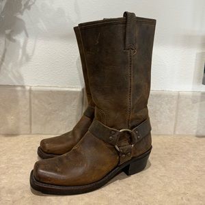 Frye Tall Leather Harness Biker Boots